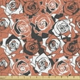 thumbnail image 1 of Floral Fabric by the Yard, Botanical Motifs from Hand Drawn Abstract Rose Patterns Romantic Art, Decorative Upholstery Fabric for Sofas and Home Accents, Salmon Dark Taupe White by Ambesonne, 1 of 5