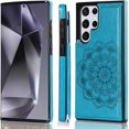 thumbnail image 6 of Design for Galaxy S24 Ultra Case with Credit Card Holder Slot PU Leather Wallet Phone Cases Stand Kickstand Durable Shockproof Protective Cover for Samsung S24U Women Men 6.8 inch Blue, 6 of 14