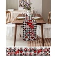 thumbnail image 3 of Valentine's Gnomes, Table Runner 72 Inches, Saint Country Red Love Rose Black Plaid Bed Runner Dresser Scarves Tabletop for Indoor Outdoor Parties/Ceremony/Banquet, 14" x 72", 3 of 8