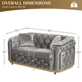 thumbnail image 6 of Wiilayok 62.6" Velvet Button Tufted Sofa, Mid-Century Classic Chesterfield Sofa Couch with Thick Backrest,Gold Stainless 2 Love Seat Couches for Living Room,Gray, 6 of 6