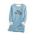 thumbnail image 2 of Blouses pour Femmes à Col Rond avec Poche Épaissie en Peluche Chaude à Manches Longues en Liquidation, 2 of 5