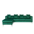 thumbnail image 2 of Tommy 68 Inch Chaise Sofa with Nailhead Trim and Tufting, Green Velvet- Saltoro Sherpi, 2 of 5