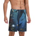 thumbnail image 2 of Fuzoiu Underwater Dolphin Print Pajama Shorts for Men, Men's Pajama Bottoms,Mens Lounge Sleepwear,Pajama Pants with Pocket-XX-Large, 2 of 6