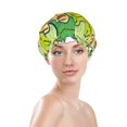 thumbnail image 3 of Easygdp Cartoon Frog Shower Caps for Women, Double Waterproof Layers Shower Cap, Quick Drying Bath Hair Cap Reusable, 3 of 9