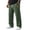 Army Green #047, variant on Pants For Men Waffle Knit Straight Leg Casual Pants Elastic Drawstring Waist Leather Patch Decor Side Pockets Trendy Streetwear Trousers For Everyday Wear, 4XL