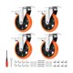 thumbnail image 2 of 4 Piezas 5 Pulgadas Ruedas Giratorias 360° Con Freno naranja plata, 2 of 3