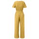 thumbnail image 5 of ICHUANYI Clearance Women's Solid Pocket Romper Short Sleeve V-neck Belt Loose Overalls Cotton And Linen Jumpsuit(Yellow, L) ICHUANYI WER2023080901448, 5 of 7