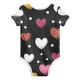 thumbnail image 2 of Multicolor Hearts with Dots Black Background Valentine Pure Cotton Bodysuit Short Sleeve Pajamas One-Piece Romper Unisex 2T, 2 of 6