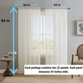 thumbnail image 2 of THD Serenity Sheer Voile Window Treatment Rod Pocket Curtain Panels - Curtains for Living Room - Set of 2 (Ivory, 54 W x 84 L), 2 of 3