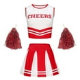 thumbnail image 2 of JCCXIN Baby Girls Outfit Sets Cheerleading Uniform With Handflowers Set Summer Tank Top And Pleated Skirt Letter Graphic Crew Neck Sports Meet Lovely Cheer Team Clothes,Red,9-10 Years, 2 of 7