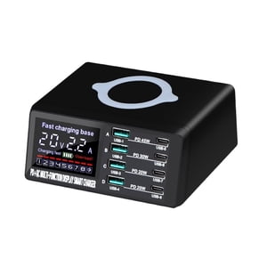 W Chargeur sans fil 8 Ports USB Chargeur téléphonique Station charge rapide QC3.0 PD3.0 Charge rapide ,Ultra Puissant