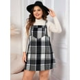 thumbnail image 2 of Women'S Plaid Plus Size Fall Winter Adjustable Straps Casual Sleeveless Pinafore Dresses with Pockets Black XXL, 2 of 5