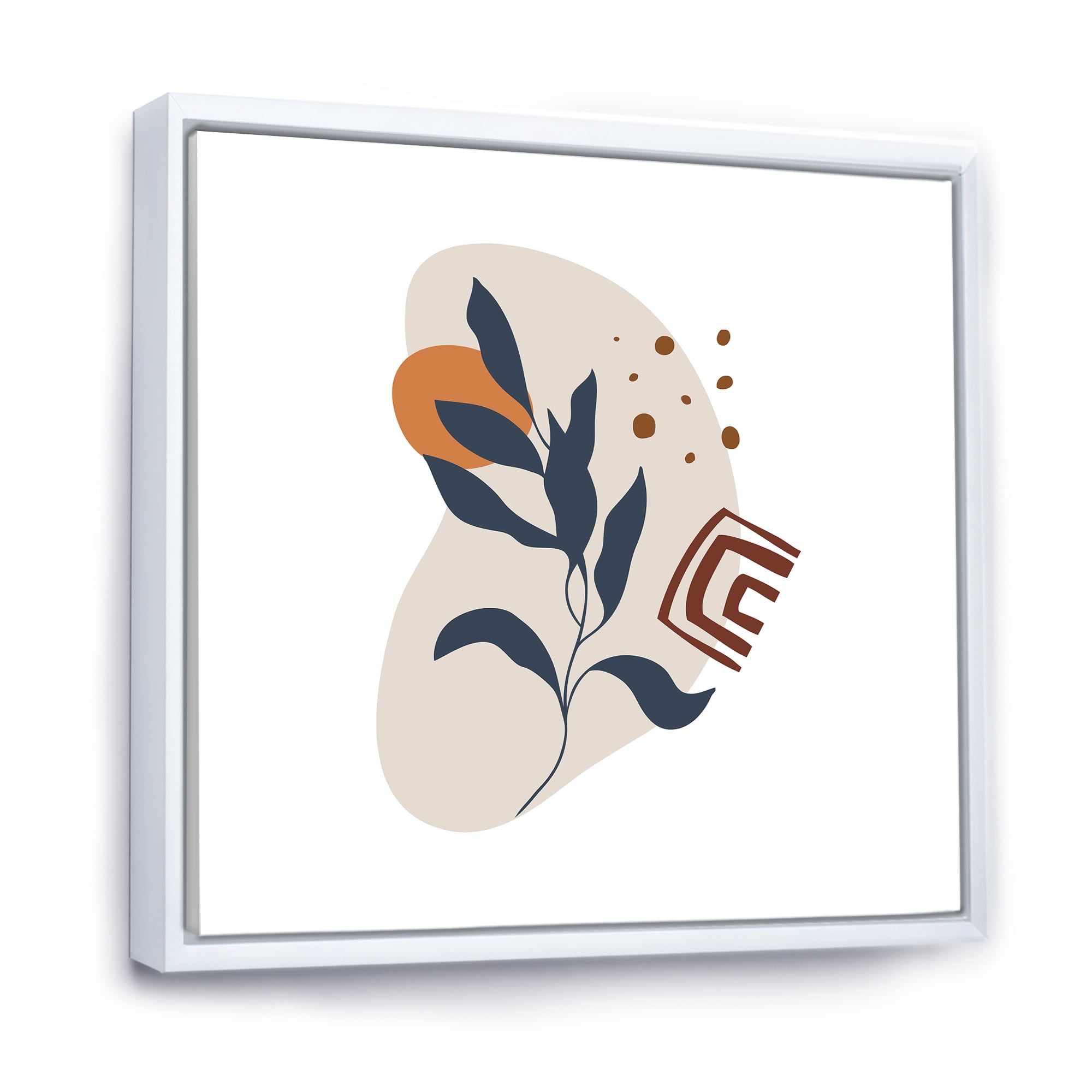 Designart 'Abstract Minimal Shapes Under Flowers VII' Modern Framed Canvas Wall Art Print