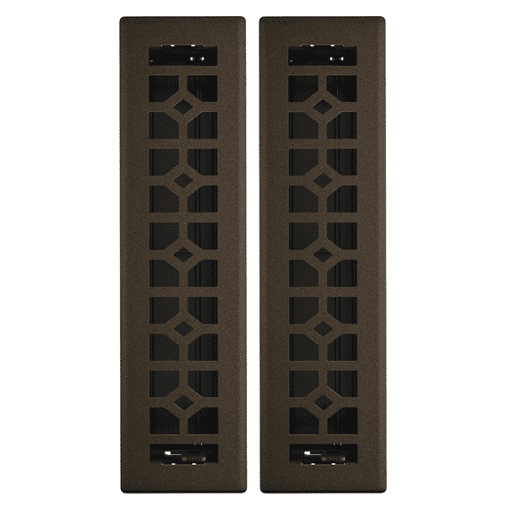 Imperial 2in x 12in Templar Style Bronze Age Metal Rectangular Air Floor Register (2 PACK)