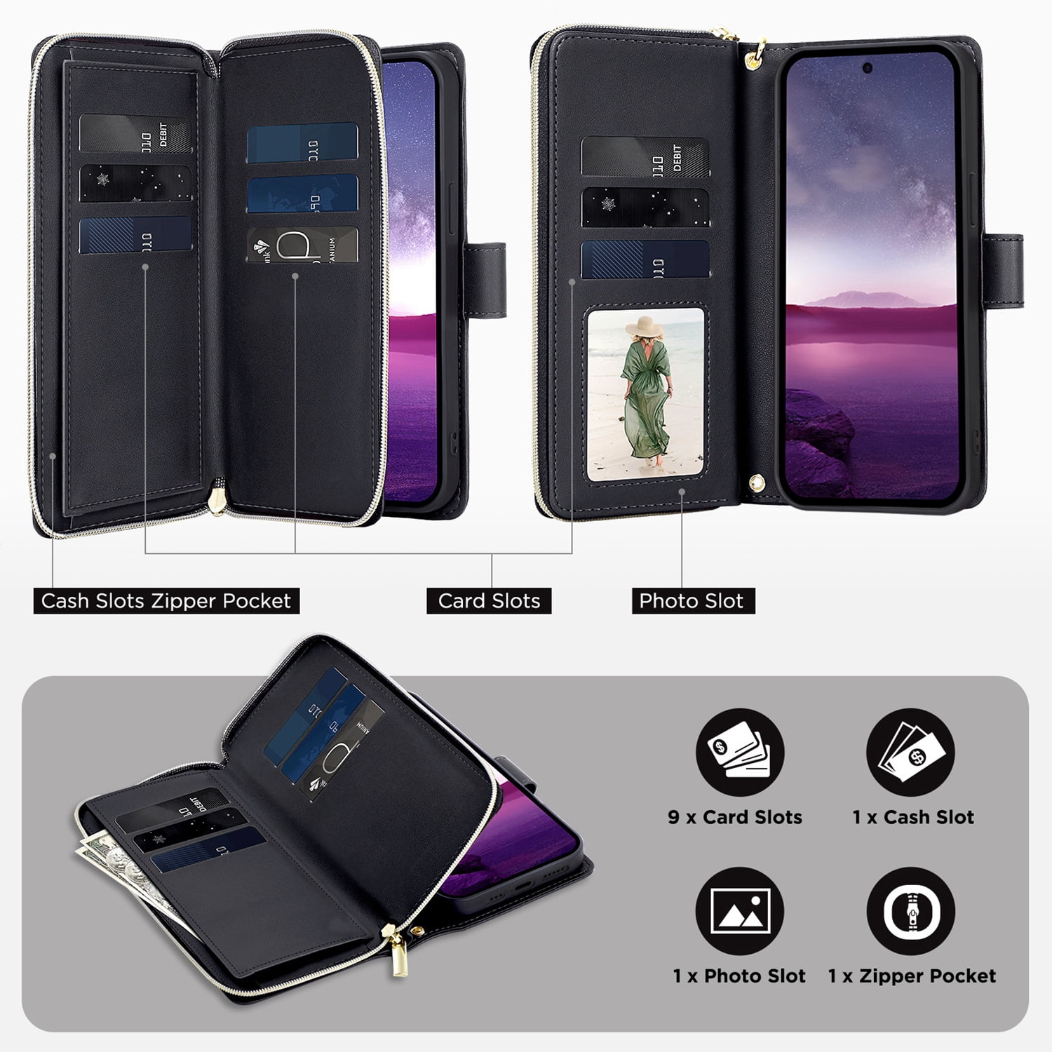 For Samsung Galaxy S22 Ultra S22 Plus Phone Case Leather Flip Wallet Cover