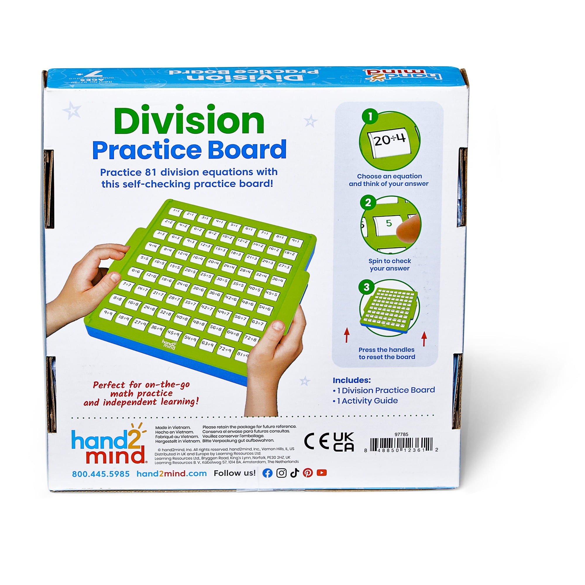 hand2mind Division Practice Board, Elementary Math Manipulatives, Kids Learning Toys