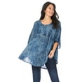 thumbnail image 5 of Sakkas Cleeo Long Wide Tie Dye Lace Embroidered Sequin Poncho Blouse Top Cover Up - Ink Blue - One Size, 5 of 5