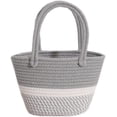 thumbnail image 3 of LinYooLi Retro Striped Cotton Woven Handbag Holiday Small Basket Bag, 3 of 7