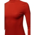 thumbnail image 4 of A2Y Women's Basic Solid Soft Cotton Long Sleeve Mock Neck Top Shirts Junior Fit Dark Red S, 4 of 6