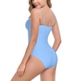 thumbnail image 5 of RELLECIGA Women's Twist Front One Piece Swimsuit for Lady Ruched Tummy Control One Piece Bathing Suits for Women Sea Blue Size L, 5 of 11