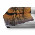 thumbnail image 3 of Nature Soft Flannel Fleece Throw Blanket, Landscape from Mother Earth Sunset by the Lake with Fall Trees Forest Life Image, Cozy Plush for Indoor and Outdoor Use, 60" x 80", Multicolor, by Ambesonne, 3 of 6