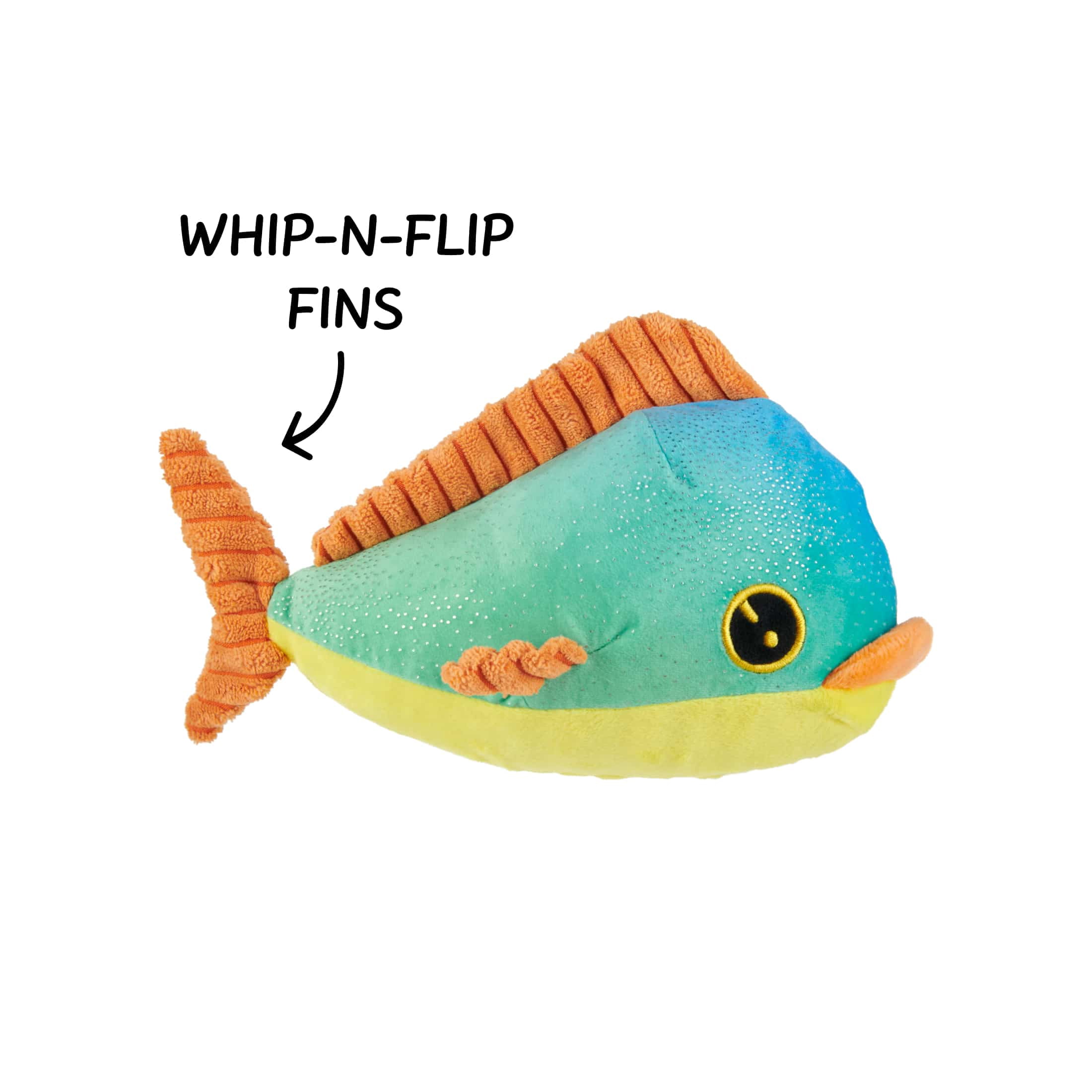 BARK Maggie Mahi Colorful Plush Fish Dog Toy for Medium to Large Dogs