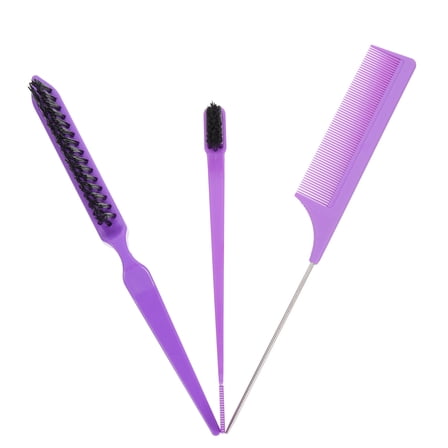 CIMAXIC 1Set Violet Three Row Plastic Tail Comb with Double End for Hair Styling and Haircutting