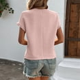 thumbnail image 4 of WEIYLL T-Shirts pour Femmes Texturés d'Été à Volants à Manches Courtes Blouse Rose Unie Tailles m, 4 of 4
