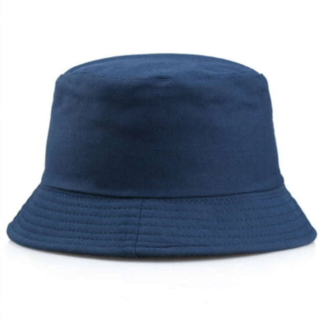 All Seasons Bucket Hat Exquisite Fishermen Caps Stylish Headwear Fashion Accessory with Solid Color for Outing Travel Wearing Navy blue