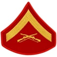 Marine Corps USMC chevron gold embroidered on red LCPL Lance Corporal ...