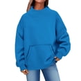 thumbnail image 2 of Weikingp Mockneck Sweatshirt for Women Oversized Sweatshirt Comfort Colors Cute Sweatshirts Long Sleeve Turtleneck Tops Lightweight Sweatshirts Fashion Clothing Fall Sweatshirts With Pocket Purple L, 2 of 5