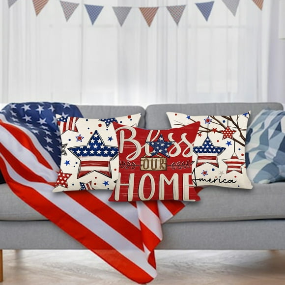 Lisbinx Pillow Cover 18x18 Inch Independence Day Star 4th Of July Flag Pillow Cover Cushion Cover Soft Pillow Cover Decorative Throw Pillow Cover Holiday Deals