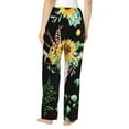thumbnail image 3 of Disketp Sunflower Skull Print Women'S Comfy Pajama Pants Casual Drawstring Palazzo Lounge Wide Leg Pants, 3 of 9