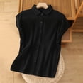 thumbnail image 1 of Blouse en Coton et Lin à Manches Courtes pour Femmes, Col Rond, Tee-Shirt Décontracté Ample, Haut d'Été pour Usage Quotidien, Travail, Rendez-Vous, Vacances, Doux, Confortable, Couleur Unie, Mode, 1 of 6
