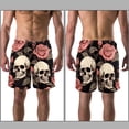 thumbnail image 3 of luoweisi Men's Beach Shorts Quick Dry Swim Trunks with Mesh Lining Roses and Skull L, 3 of 5