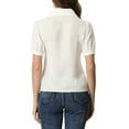 thumbnail image 3 of INSPIRE CHIC Women's Collar Top Button Front Short Sleeves to Work Shirts, 3 of 6