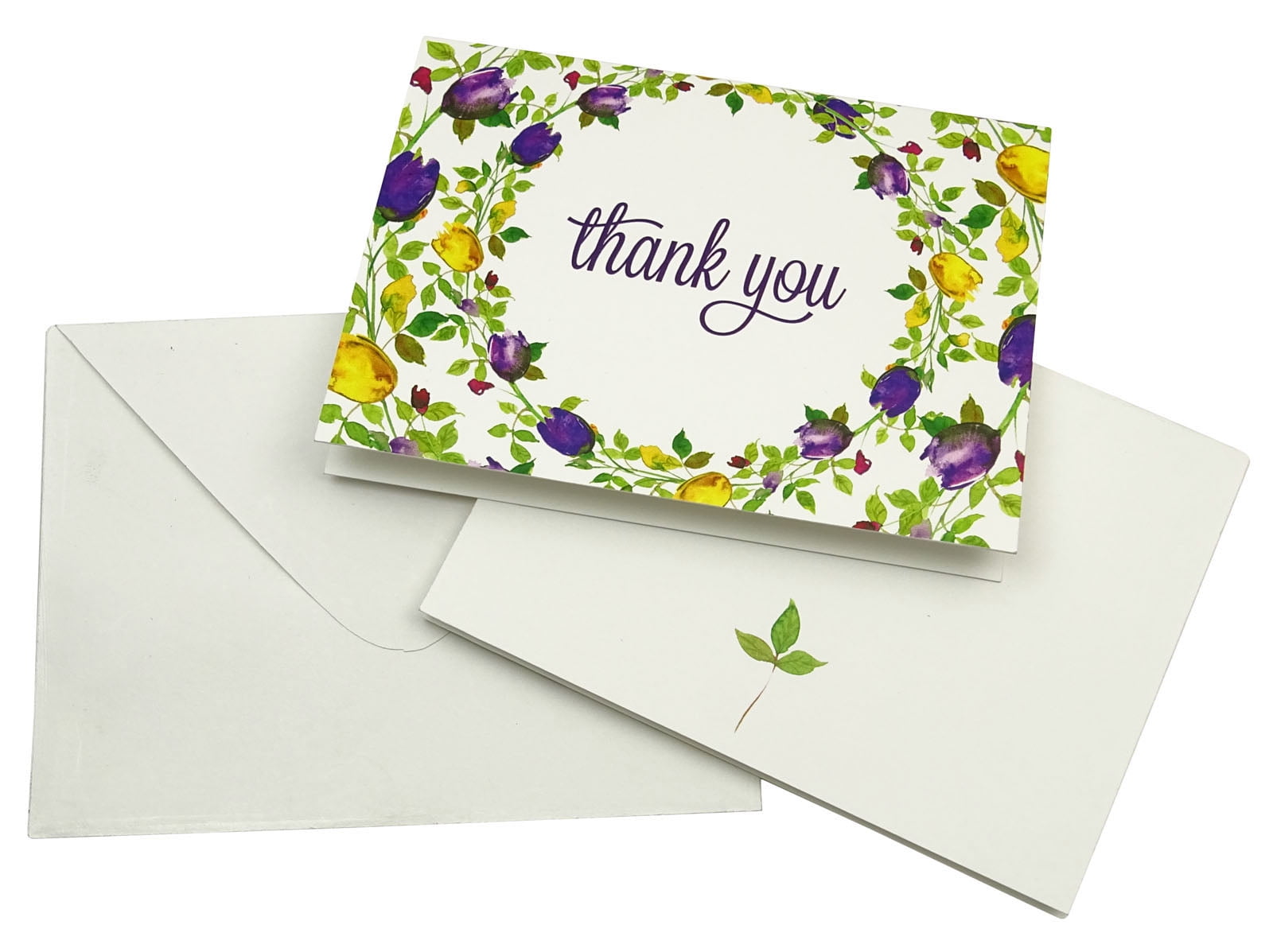 Darling Souvenir Pack Of 100 Pcs Floral Wedding Thank You Greeting Cards With White Envelopes