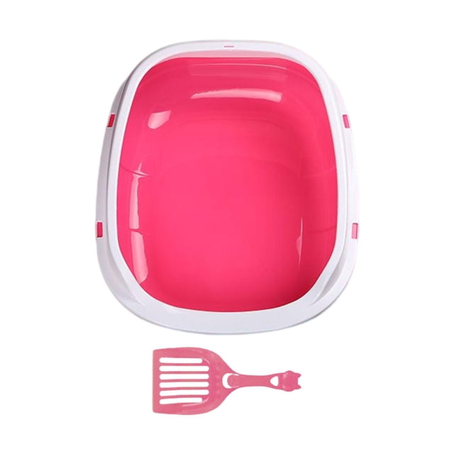 GROWTH TANK Semi Enclosed Cat Litter Box Deep Toilet Prevent Sand Leakage Sifting Litter Box Pink