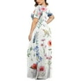 thumbnail image 4 of XFYSSS Plus Size Dresses for Women Round Neck Printed Short Sleeve Maxi Dresses Casual Empire Waist Long Dress with Pockets XL-5XL, 4 of 6