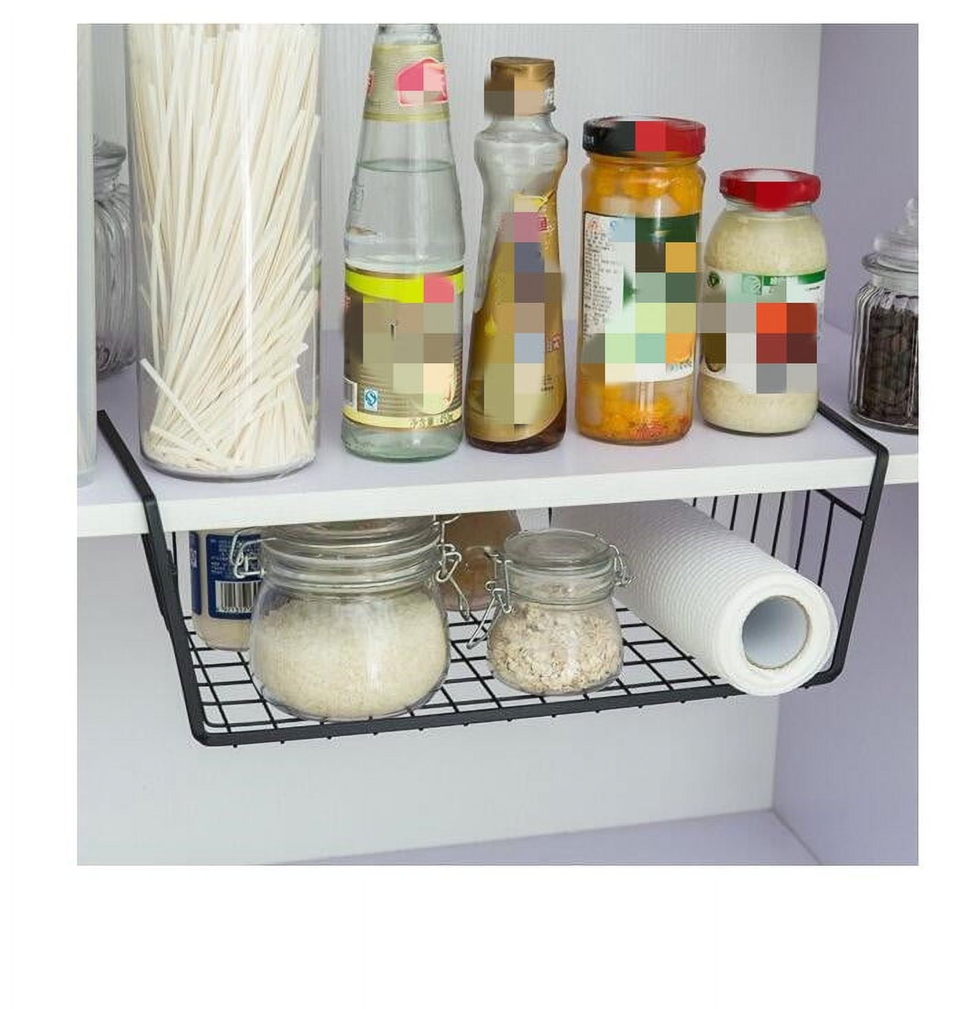 Veckle Undershelf Storage Basket, 4 Pack Under Shelf Basket Add Storage  Space Metal Under Cabinet Organizer with Coated for Kitchen Pantry Cabinet