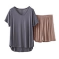 thumbnail image 3 of Jamicy Womens Summer Pajamas Round Neck Soft Loose Short Sleeve Top with Bermuda Shorts Pajama Set Home Wear Two-Piece Set, 3 of 9