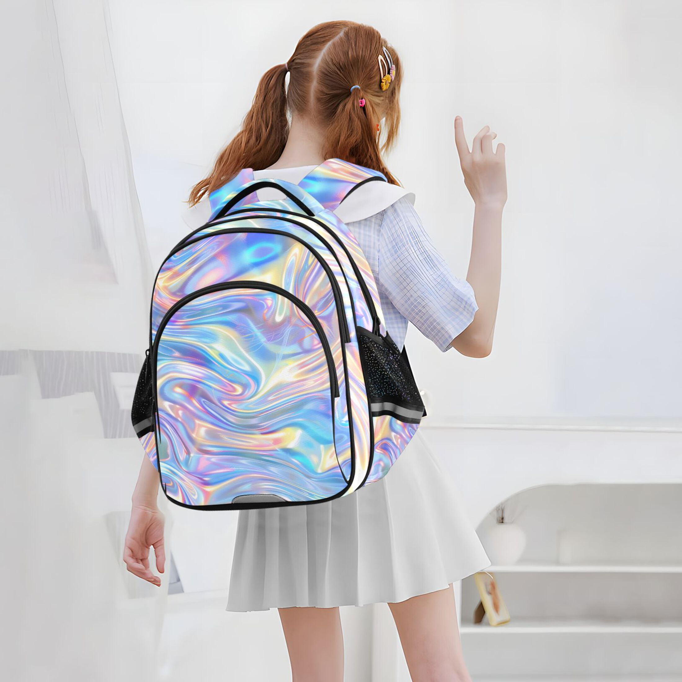 ALAZA Holographic Pattern School Backpack Elementary Bag Bookbag Travel Rucksack