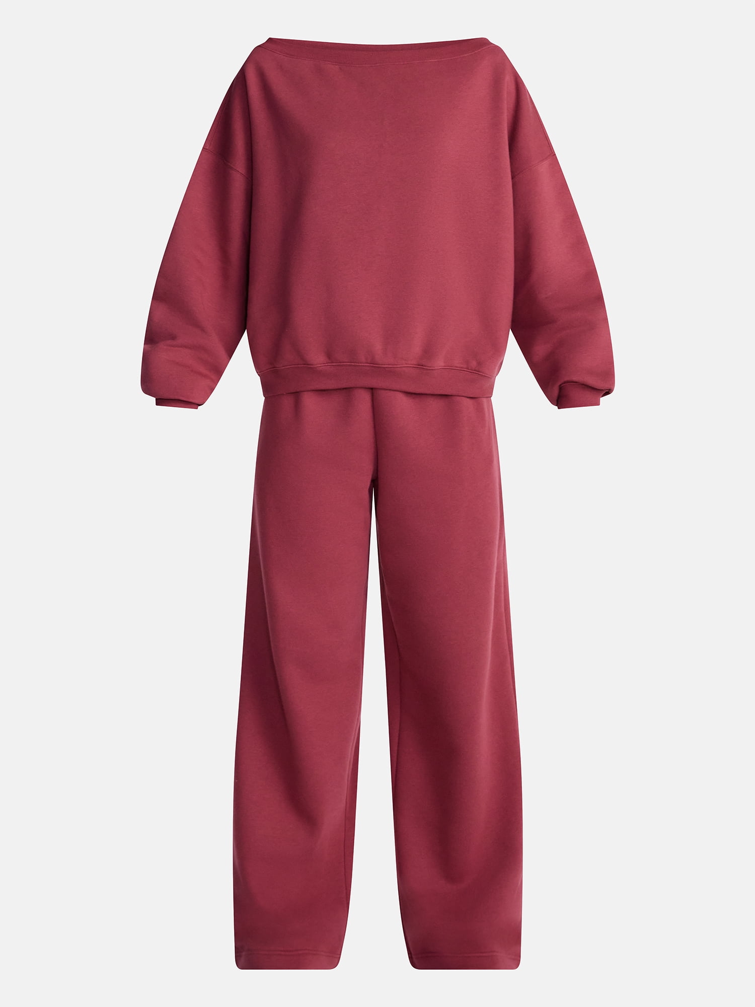 No Boundaries Fleece Sweatshirt and Wide Leg Pants Set, 2 Piece, Women’s and Women's Plus Sizes XXS-4X