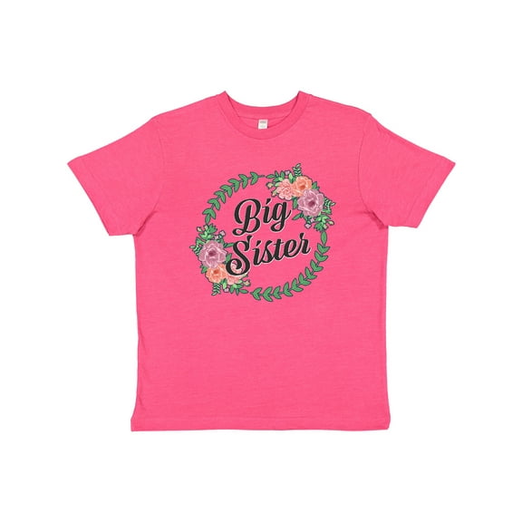 Inktastic Big Sister with Flower Circle Youth T-Shirt