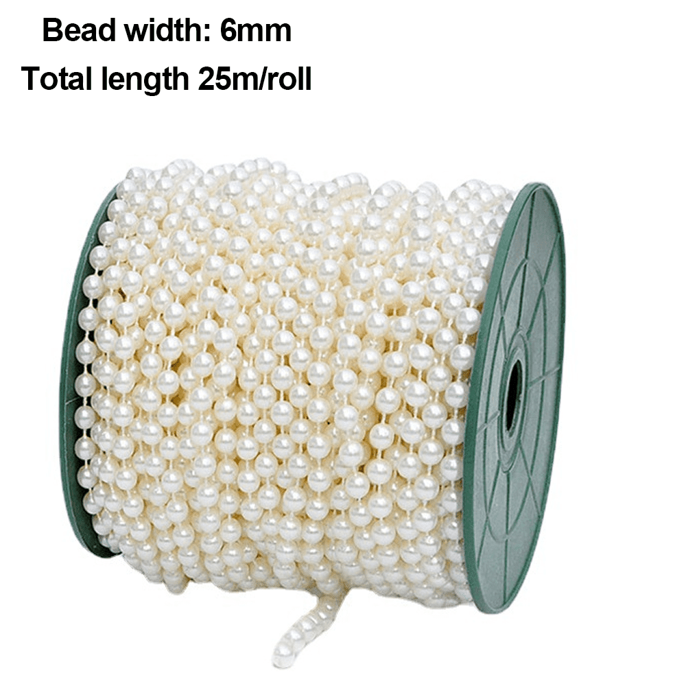 PEARL TRIM STRING PLASTIC BEAD ACCENT SPOOLS LOT OF 2 ~ 5MM ~ 3MM FOR  CRAFTING