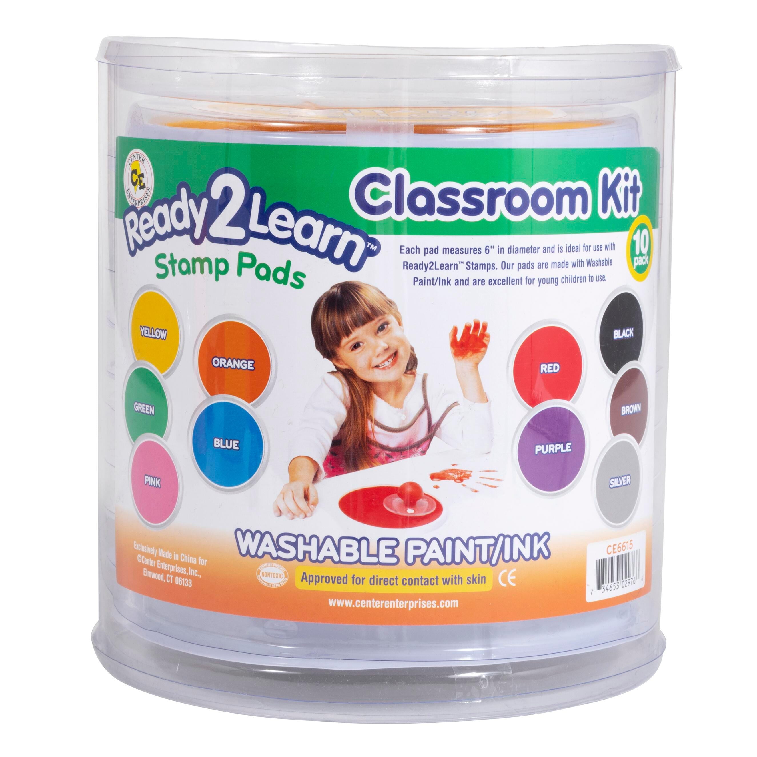 Center Enterprises Washable Ink Pad Set, 6" Diameter, Assorted Colors, Set of 10