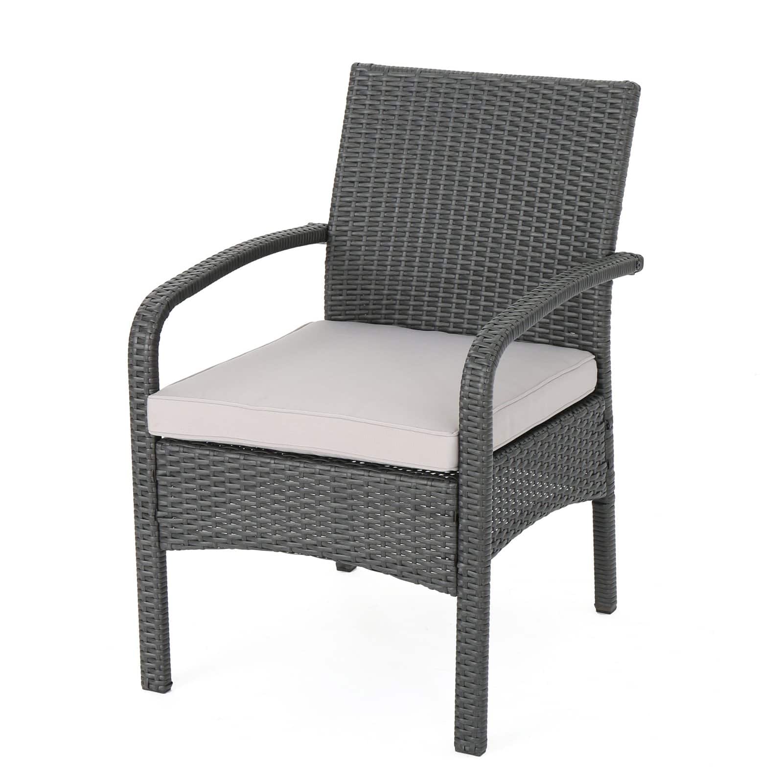 Christopher Knight Home Cordoba Outdoor Wicker 4-piece Conversation Set with Cushions by  Gray + Light Gray - image 5 of 11