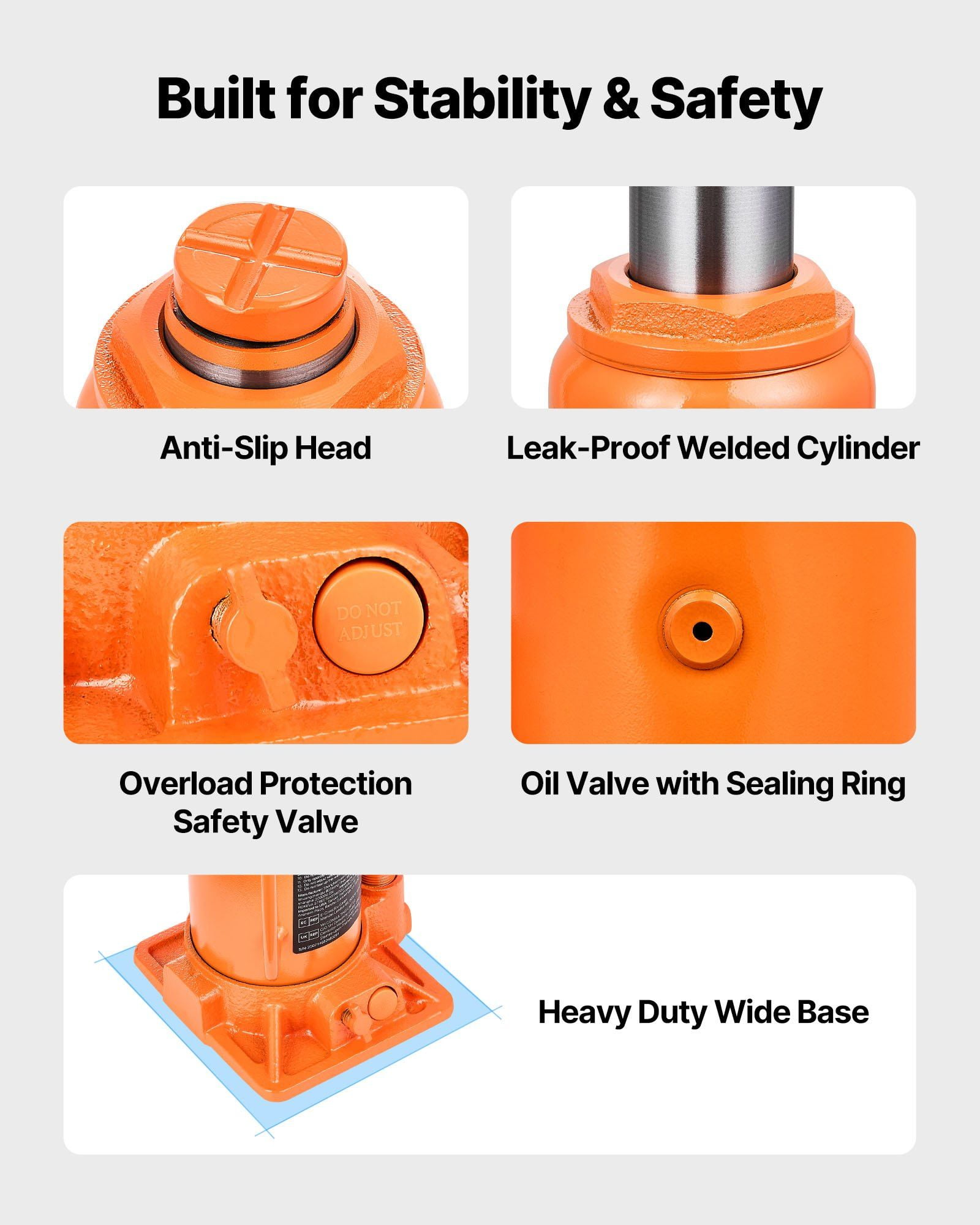 12 Ton (26,455.5 lbs) Hydraulic Bottle Jack, Heavy Duty Welded Steel – 8.1-15.7 Inch Lift Range for Cars, SUVs, Pickups, Auto Repair, House Lifting & Farm Equipment, Orange