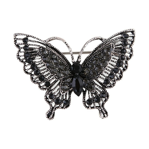 HUANLEDASH Women Brooch Retro Hollow Butterfly Shape Rhinestone Decor Anti-slip Wear-resistant Suit Coat Collar Hat Scarf Decoration Clothes Pin Prom Party Garment Jewelry