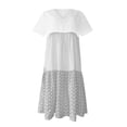 thumbnail image 4 of Women's Cotton Linen Casual Summer Dress Beach Vacation V Neck Short Sleeve Loose Going Out Dress Plus Size, 4 of 5